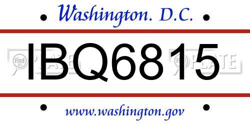 IBQ6815 District Of Columbia License Plate