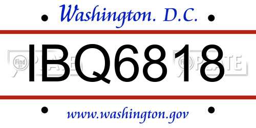 IBQ6818 District Of Columbia License Plate
