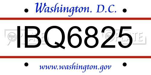 IBQ6825 District Of Columbia License Plate