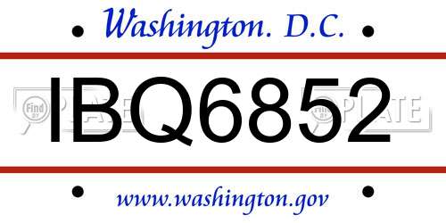 IBQ6852 District Of Columbia License Plate