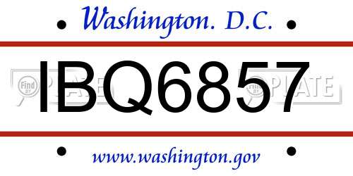 IBQ6857 District Of Columbia License Plate