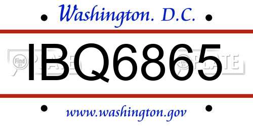 IBQ6865 District Of Columbia License Plate