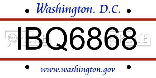 IBQ6868 District Of Columbia License Plate