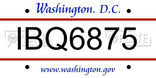 IBQ6875 District Of Columbia License Plate