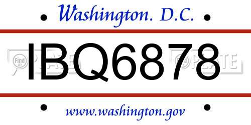 IBQ6878 District Of Columbia License Plate