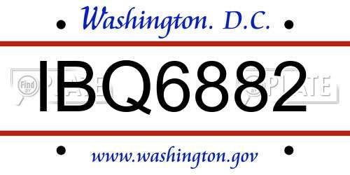 IBQ6882 District Of Columbia License Plate
