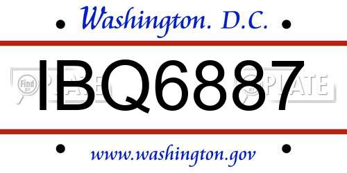 IBQ6887 District Of Columbia License Plate