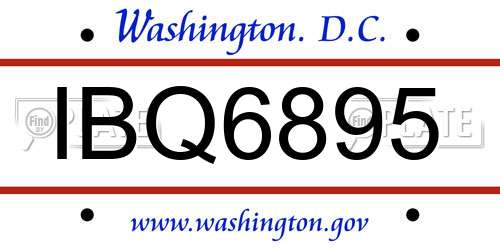 IBQ6895 District Of Columbia License Plate