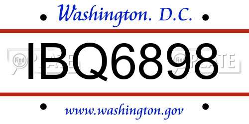 IBQ6898 District Of Columbia License Plate