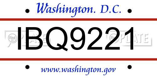 IBQ9221 District Of Columbia License Plate