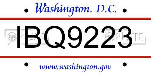 IBQ9223 District Of Columbia License Plate
