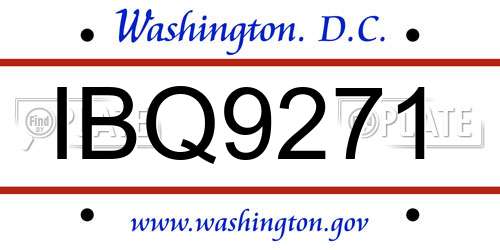 IBQ9271 District Of Columbia License Plate