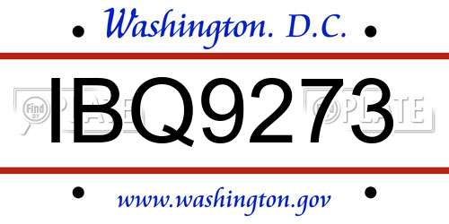 IBQ9273 District Of Columbia License Plate