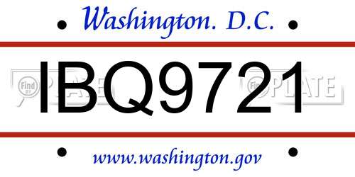 IBQ9721 District Of Columbia License Plate