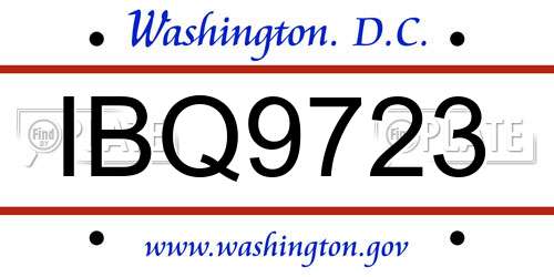 IBQ9723 District Of Columbia License Plate