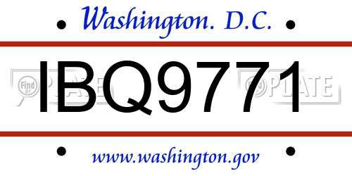 IBQ9771 District Of Columbia License Plate