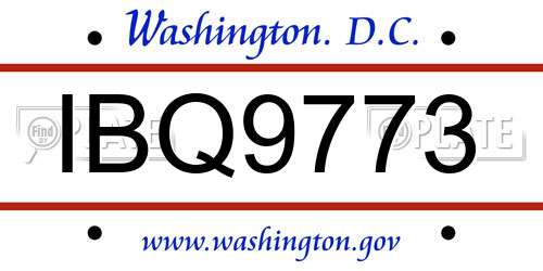 IBQ9773 District Of Columbia License Plate
