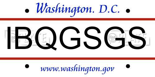 IBQGSGS District Of Columbia License Plate