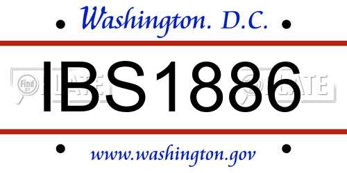 IBS1886 District Of Columbia License Plate