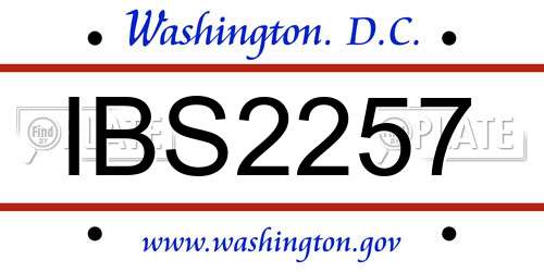 IBS2257 District Of Columbia License Plate
