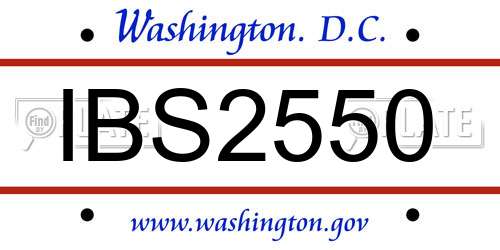 IBS2550 District Of Columbia License Plate