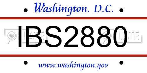 IBS2880 District Of Columbia License Plate