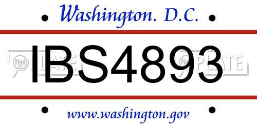 IBS4893 District Of Columbia License Plate