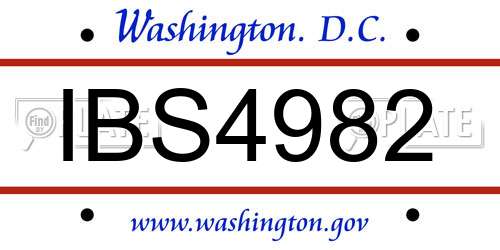 IBS4982 District Of Columbia License Plate