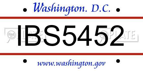 IBS5452 District Of Columbia License Plate