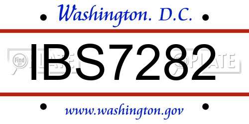 IBS7282 District Of Columbia License Plate