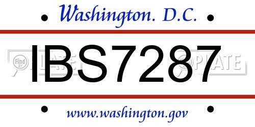 IBS7287 District Of Columbia License Plate