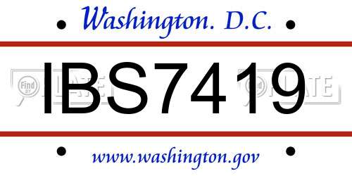 IBS7419 District Of Columbia License Plate