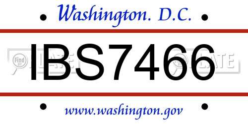 IBS7466 District Of Columbia License Plate