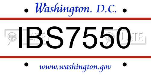 IBS7550 District Of Columbia License Plate
