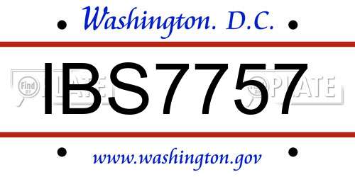 IBS7757 District Of Columbia License Plate