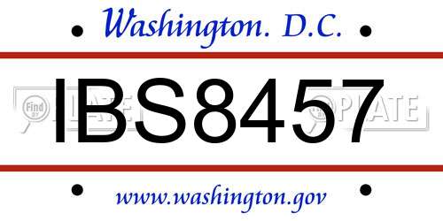 IBS8457 District Of Columbia License Plate