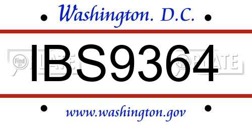 IBS9364 District Of Columbia License Plate
