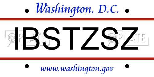 IBSTZSZ District Of Columbia License Plate