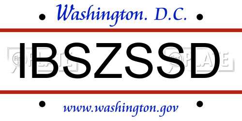 IBSZSSD District Of Columbia License Plate