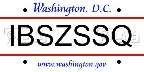 IBSZSSQ District Of Columbia License Plate