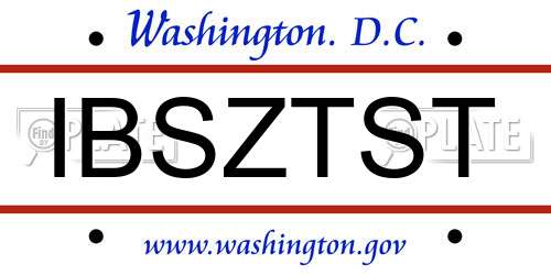 IBSZTST District Of Columbia License Plate