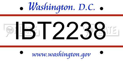 IBT2238 District Of Columbia License Plate