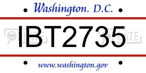IBT2735 District Of Columbia License Plate