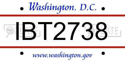 IBT2738 District Of Columbia License Plate
