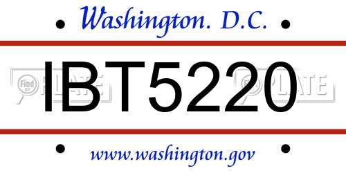 IBT5220 District Of Columbia License Plate
