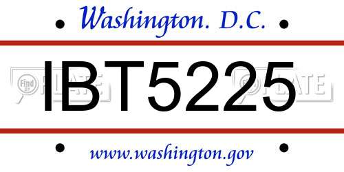 IBT5225 District Of Columbia License Plate