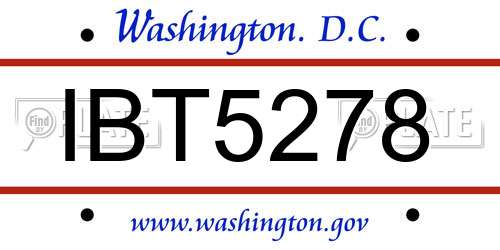 IBT5278 District Of Columbia License Plate