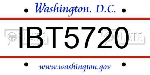 IBT5720 District Of Columbia License Plate