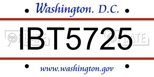 IBT5725 District Of Columbia License Plate