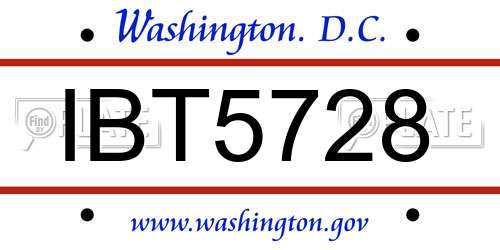 IBT5728 District Of Columbia License Plate